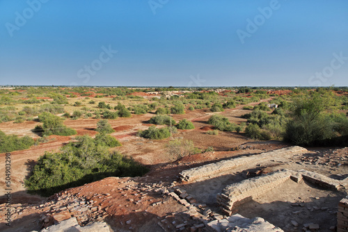 Mohenjo daro ruins close Indus river in Larkana district, Sindh, Pakistan photo