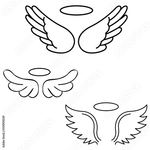 Angel Wings icon vector set. paradise illustration sign collection. nimbus symbol or logo.
