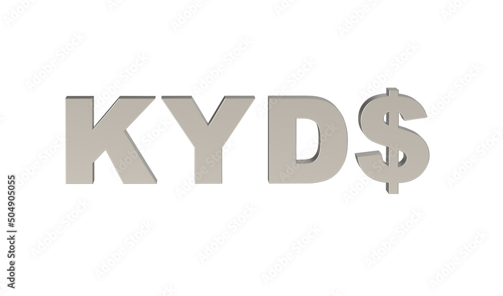 Cayman Islands Dollar, KYD, Currency symbol of Cayman Islands in metallic Silver Cayman Islands Dollar, KYD, Currency symbol of Cayman Islands in metallic Silver