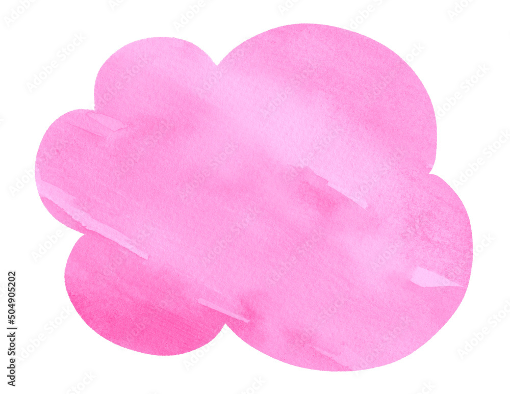 水彩の手描きの吹き出し　雲　ピンク