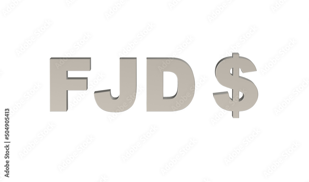 Fijian Dollar, FJD, Currency symbol of Fiji in metallic Silver Fijian Dollar, FJD, Currency symbol of Fiji in metallic Silver
