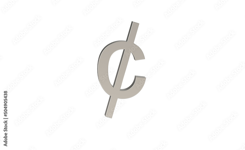 Fototapeta premium Ghanaian Cedi, GHS, Currency symbol of Ghana in metallic Silver
