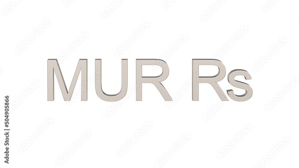 Mauritian rupee, MUR, currency of Mauritius in metallic Silver Mauritian rupee, MUR, currency of Mauritius in metallic Silver