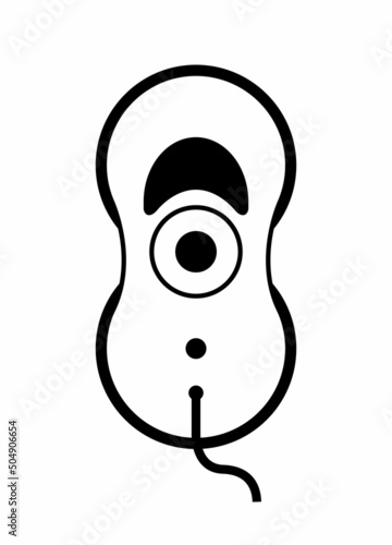 Window cleaning robot. Modern technologies for cleaning indoors. Automatic washing of windows, removal of dirt and dust from glass. Black and white icon in the style of flat and outline graphics.