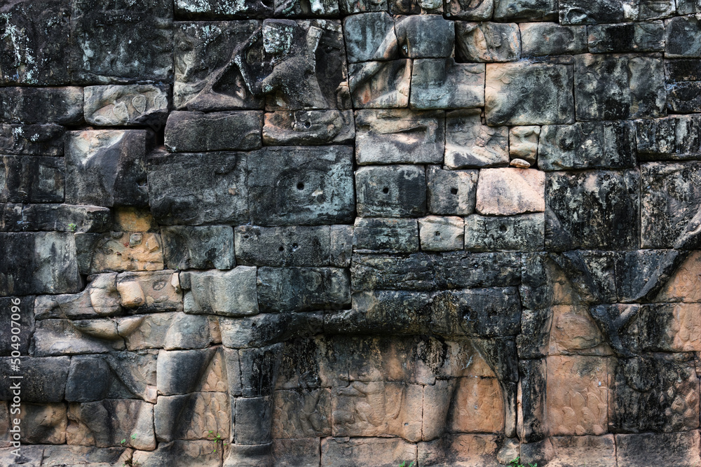Fototapeta premium terrace of elephants at Angkor Thom complex, Cambodia