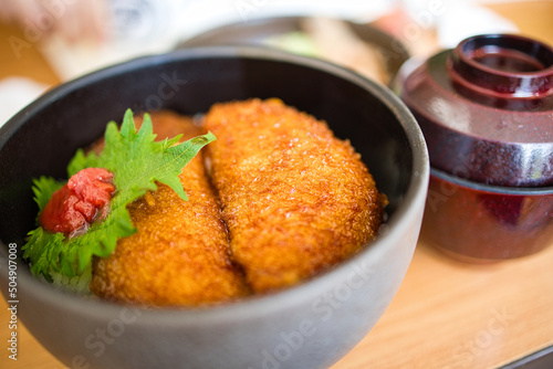Obraz na płótnie 日本のおいしそうなソースカツ丼 w salonie