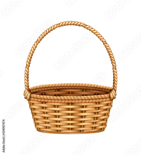 Realistic Wicker Basket Composition