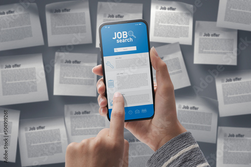 Photography Job search app on smartphone