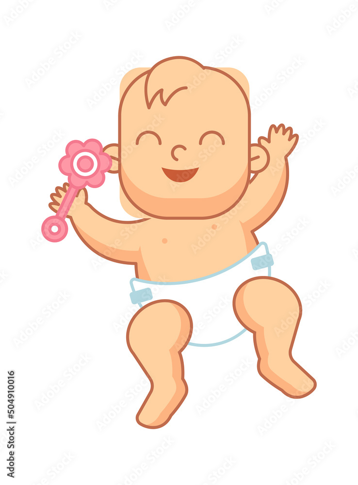 Newborn baby girl in diaper. Vector illustration Newborn baby girl in diaper. Vector illustration