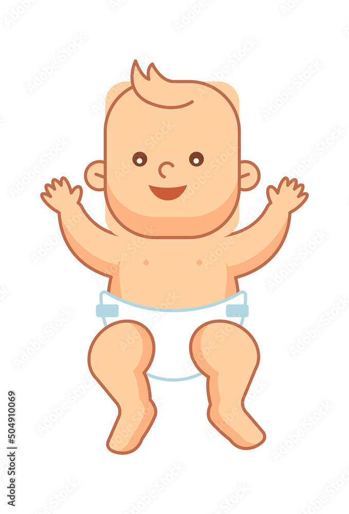 Newborn baby in diaper. Vector illustration Newborn baby in diaper. Vector illustration