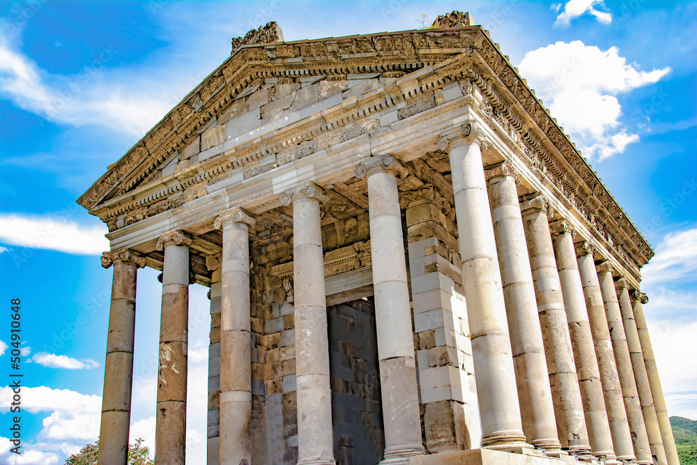 Temple of Garni in Armenia built in Greco-Roman style. Pagan temple. Old architecture Temple of Garni in Armenia built in Greco-Roman style. Pagan temple. Old architecture