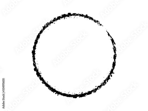 Grunge circle made of black paint.Grunge marking element.Grunge oval shape.