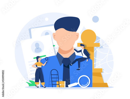 HR service abstract concept vector illustration set. Apply for job, job seekers, career advice, hiring, start career, search for work, employee profile