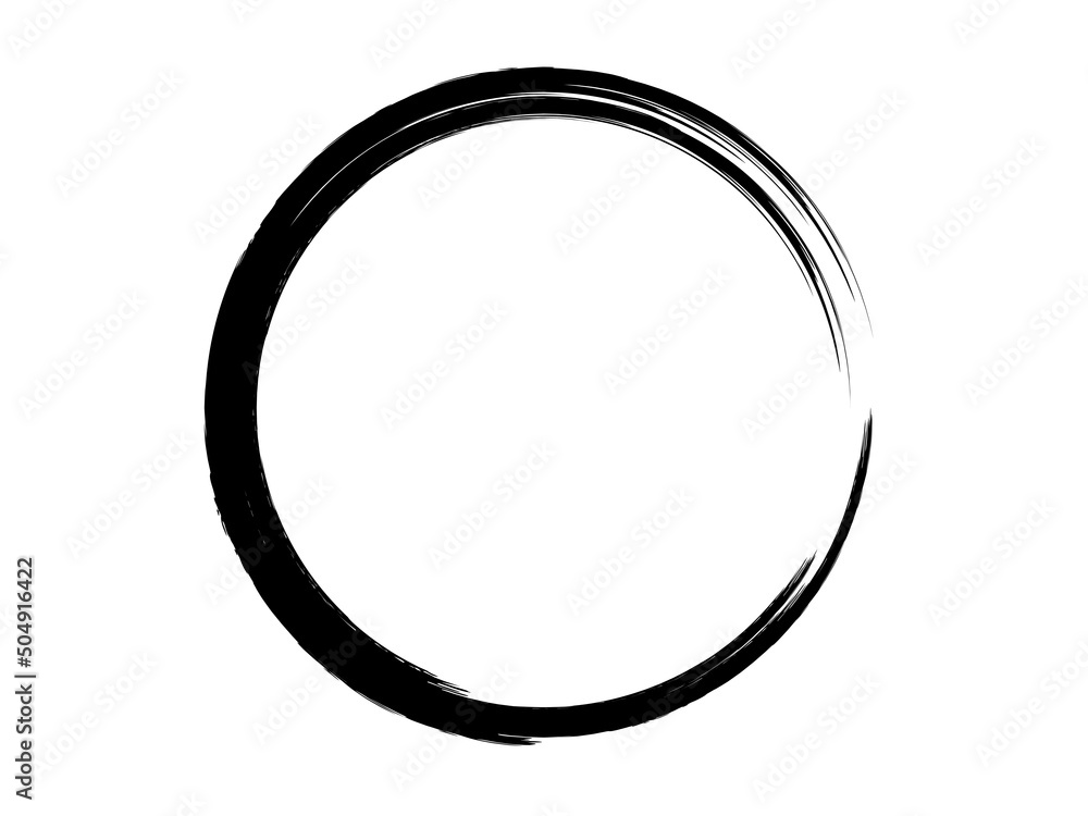 Grunge circle made of black paint using art brush.Grunge oval shape made on the white background. Grunge circle made of black paint using art brush.Grunge oval shape made on the white background.
