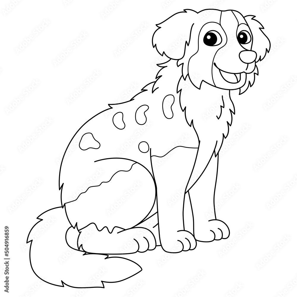 Australian Shepherd Dog Coloring Page Isolated Stock Vector | Adobe Stock