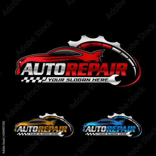 Auto repair services logo, badge, emblem template. Perfect logo for the automotive company.