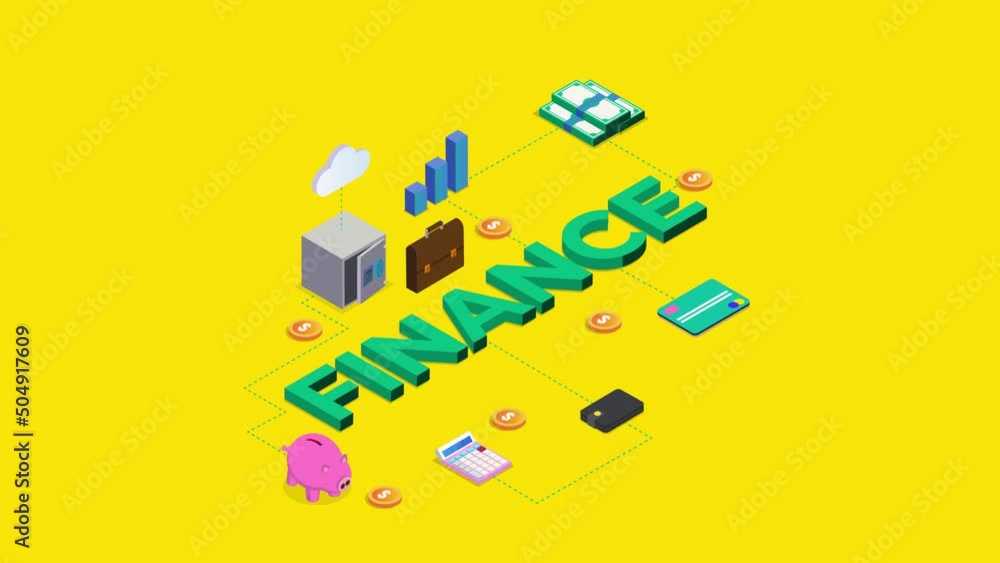 Finance word with cloud storage and piggy bank Finance word with cloud storage and piggy bank