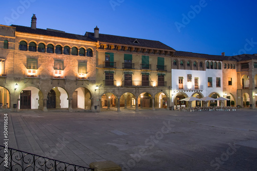 Canvas Print Plaza Mayor, the main square in Poble Espanyol. Barcelona, Spain