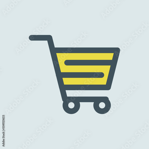 shopping cart icon yellow gray trace e-commerce two horizontal disheveled lines 