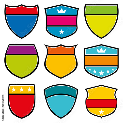 Shield icons set. Colorful vector collection.
 photo