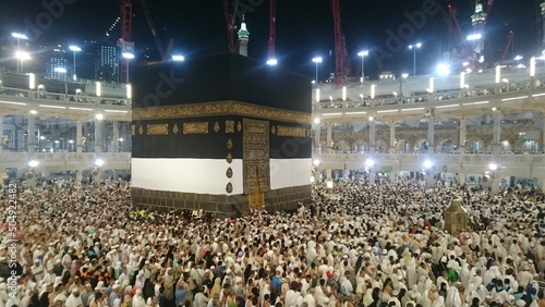 Muslim Pilgrims at The Kaaba in The Haram Mosque of Mecca , Saudi Arabia. photo