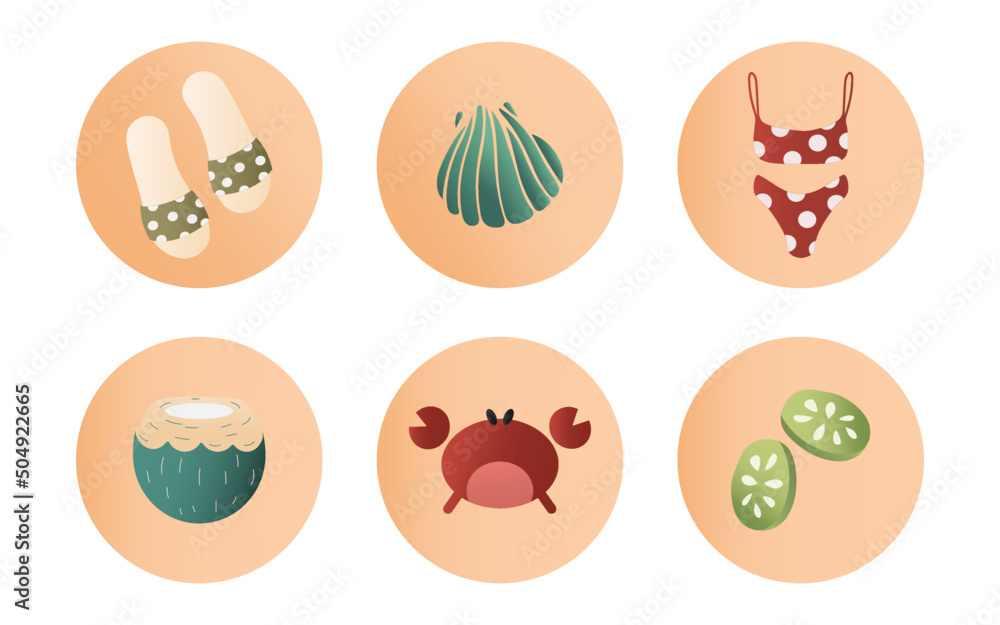 set of highlight cover icons for social media stories, lifestyle. vector illustration