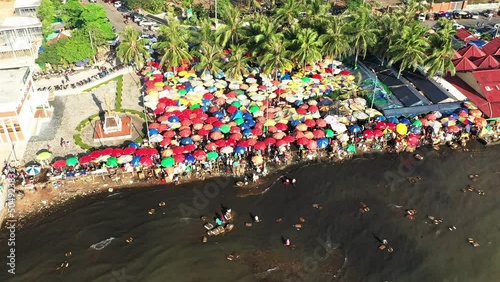 The top view of Kep crab market in Asia, Cambodia, towards Kampot, in summer on a sunny day.