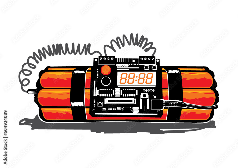 Tnt time bomb timebomb with clock Royalty Free Vector Image