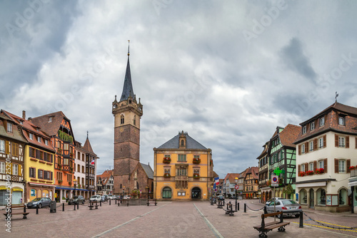 Main square in Obernai, Alsace, France photo