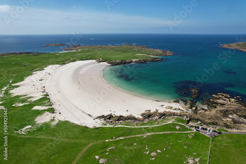 Dogs Bay beach, a horseshoe shaped bay with more than a mile long stretch of white sandy beach in county Galway, Ireland
