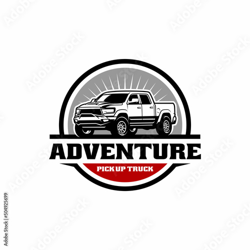 pick up truck illustration logo vector