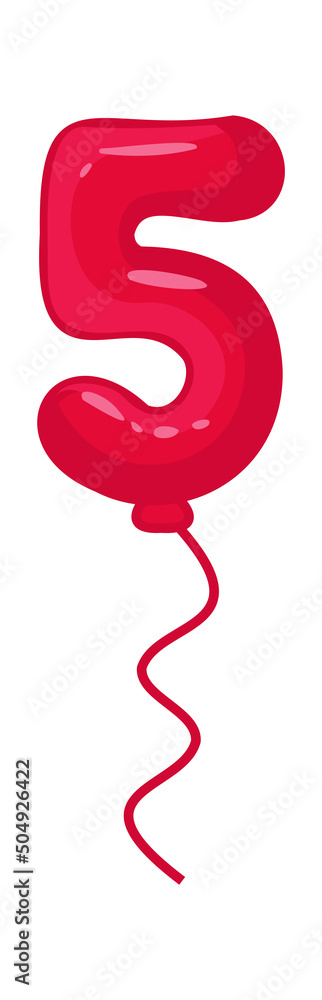 Cartoon birthday five balloon. Vector illustration Cartoon birthday five balloon. Vector illustration