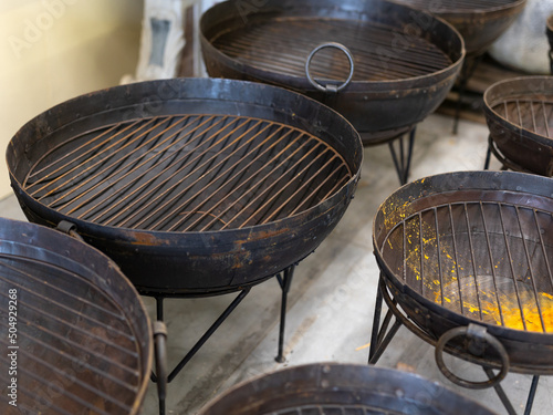 Group of used Black Round Braziers