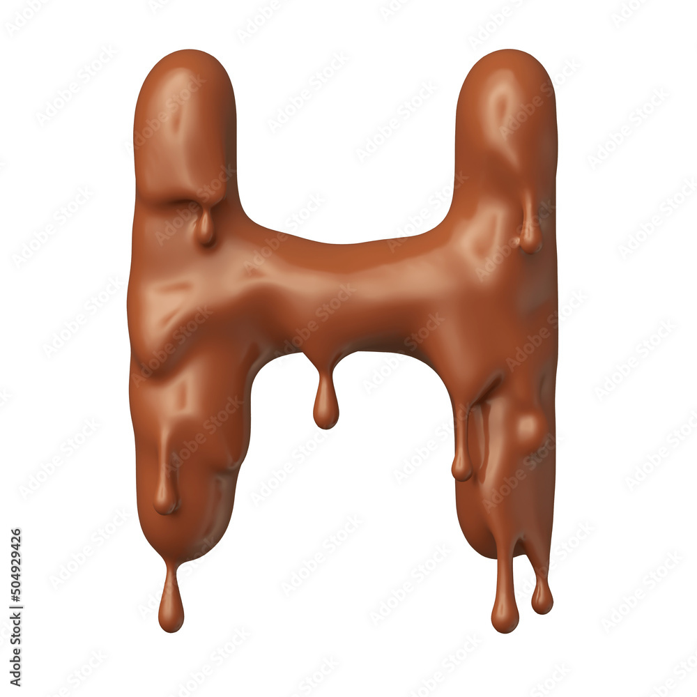 Letter H chocolate in 3d render realistic Letter H chocolate in 3d render realistic