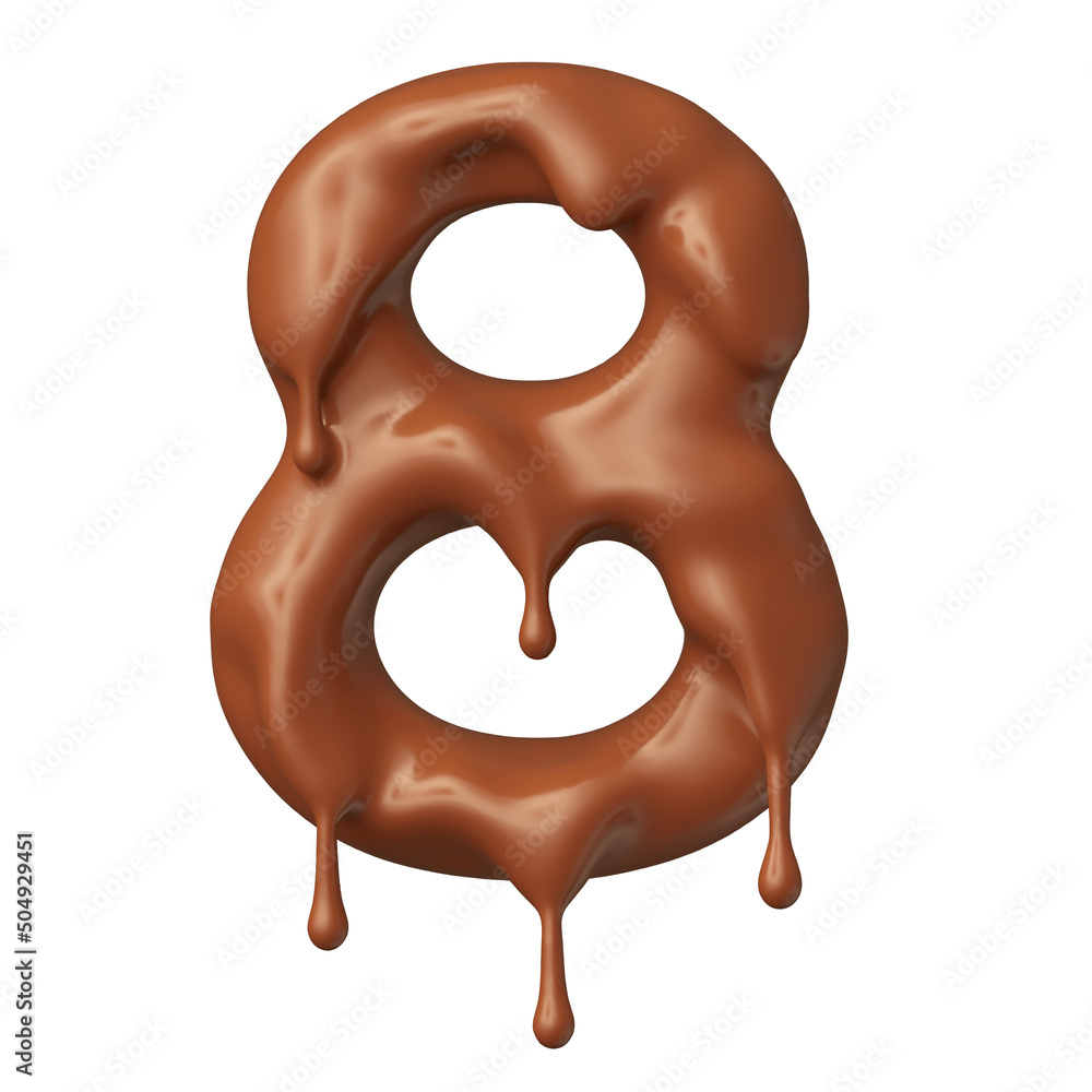 Number 8 chocolate in 3d render realistic Number 8 chocolate in 3d render realistic