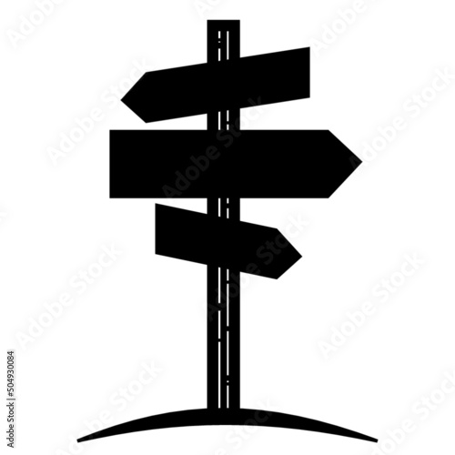 Black & Whinte Signpost / Guide / Guidepost - Vector - Cartoon Style - Logo
