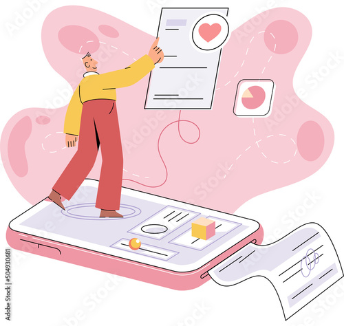Online medical consultation and support metaphor. Online doctor. Healthcare services, Ask doctor. Tele medicine e-health service. Therapist videocalling phone screen. Diagnosis treatment of patients
