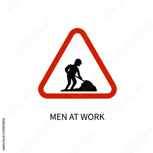 men at work road sign vector icon illustration sign 