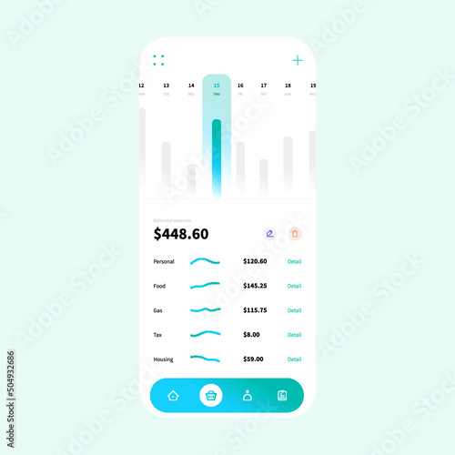 Mobile expense management app design template
