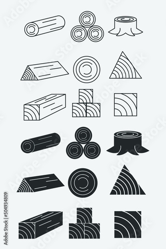 wood timber logs vector icon illustration sign 