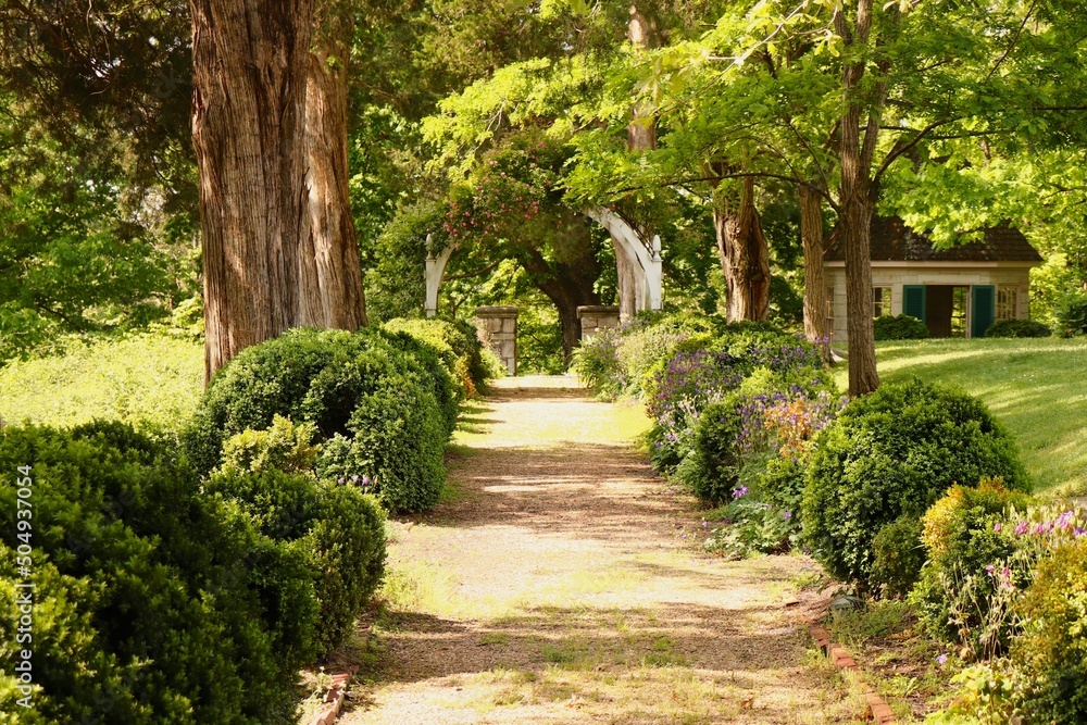 Pathway, Archway, Gazebo, Plants, Trees. Beautiful Landscape