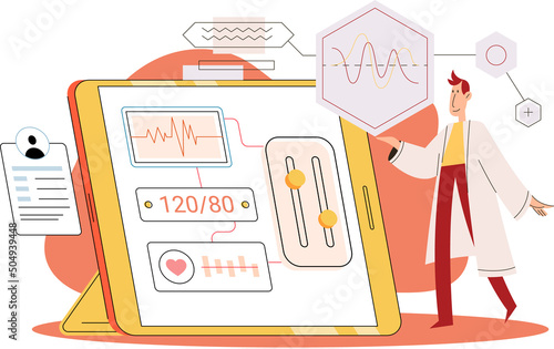 Online medical consultation and support metaphor. Online doctor. Healthcare services, Ask doctor. Tele medicine e-health service. Therapist videocalling phone screen. Diagnosis treatment of patients