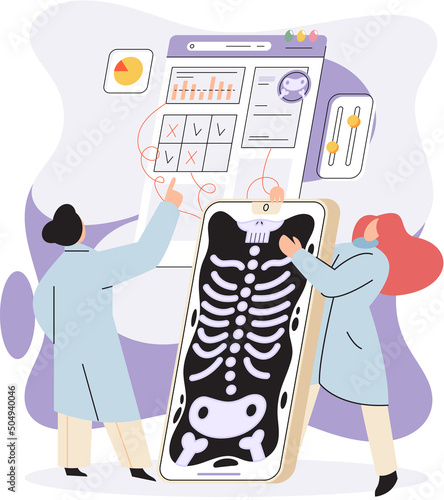 Online medical consultation and support metaphor. Online doctor. Healthcare services, Ask doctor. Tele medicine e-health service. Therapist videocalling phone screen. Diagnosis treatment of patients