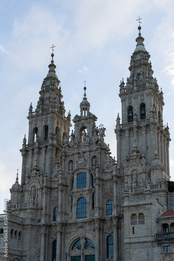 Facade of the cathedral of Santiago de Compostela, Galicia.