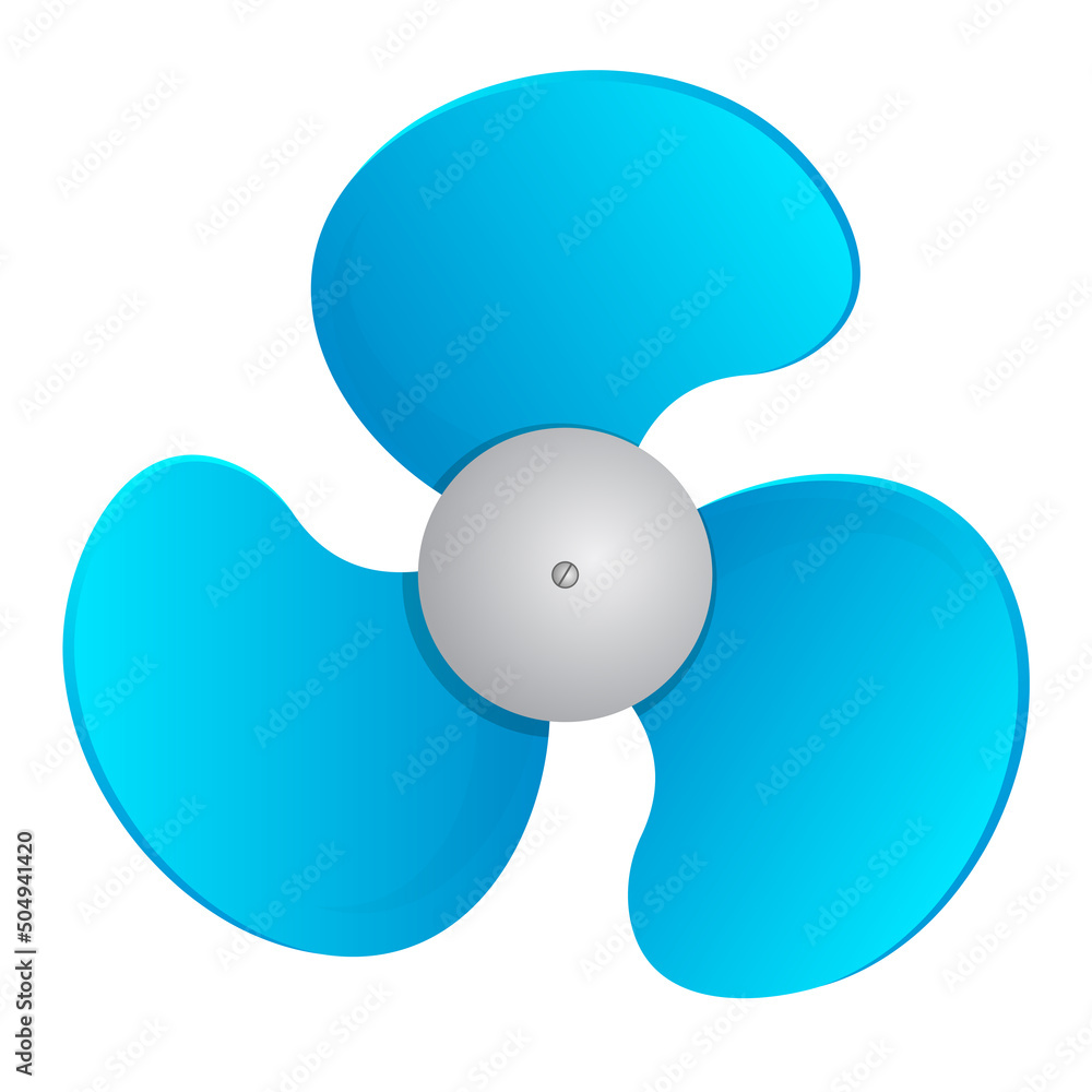 Fan propeller blades. Rotation of three and four bladed turbines. Realistic vector isolated on white background Fan propeller blades. Rotation of three and four bladed turbines. Realistic vector isolated on white background