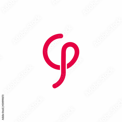 letter cp loop geometric line logo vector