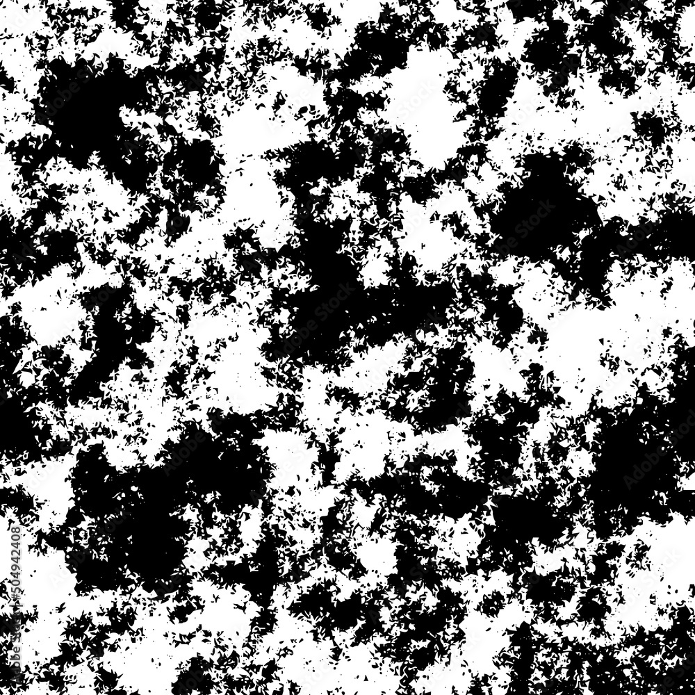 Dark grunge vector overlay. Black and white rough texture. Monochrome scratched pattern.