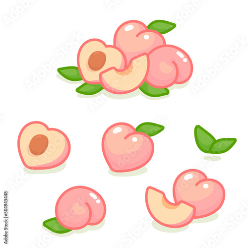 peach kawaii doodle flat vector illustration