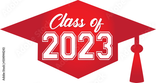 class of 2023 Red Graduation Cap