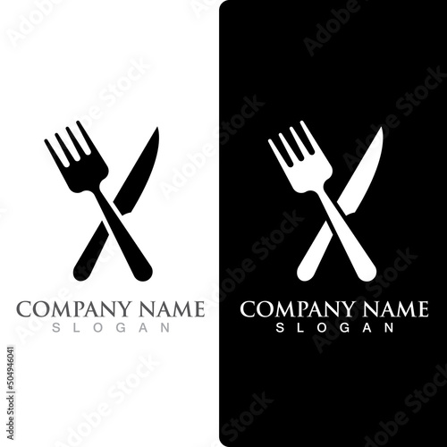 Spoon and fork logo and symbol vector